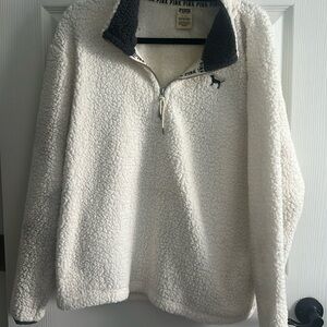 Victoria Secret Cream colored Sherpa Jacket with half Zip